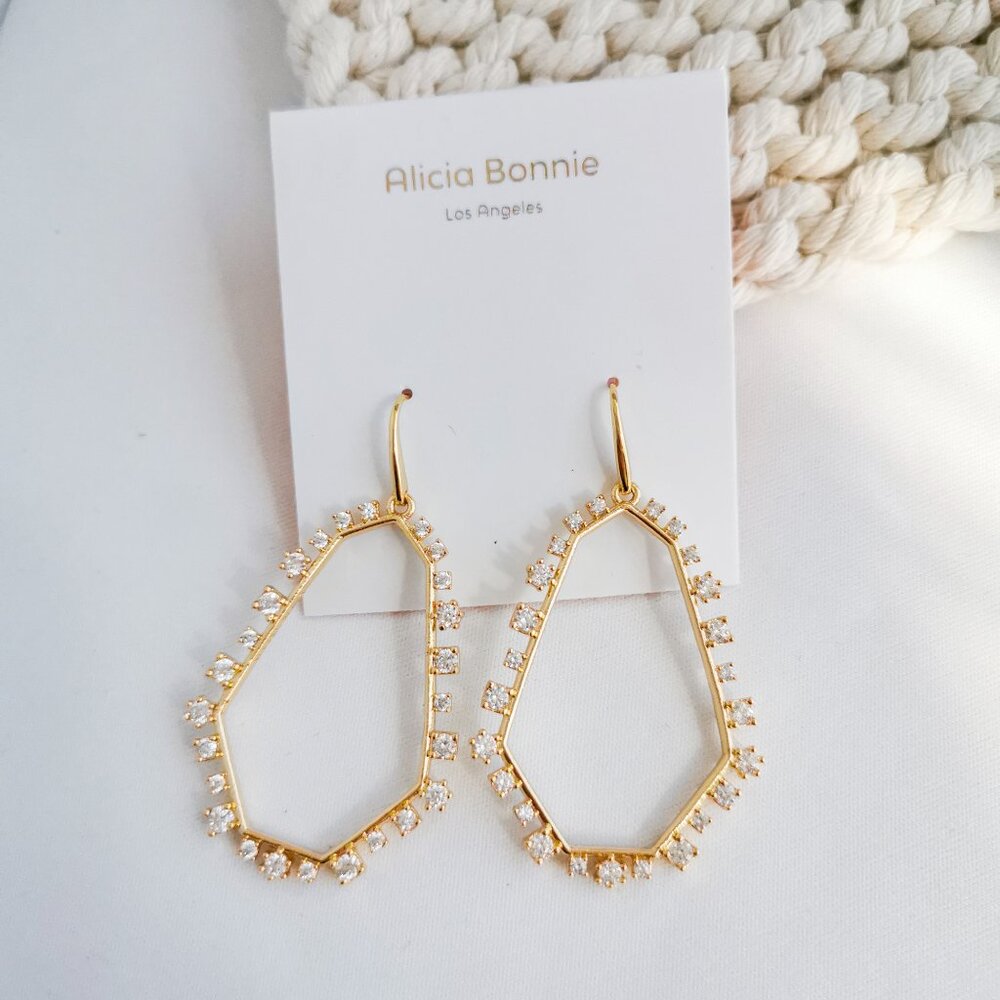 Authentic Alicia Bonnie Paige - Gold Clear Crystal Drop Earrings
